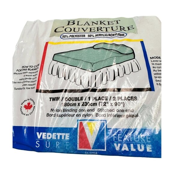 MCM Blankets Sea Green 72 x 90  Lot 2 New Sealed Canada Vintage 1970s Acrylic - Picture 3 of 10